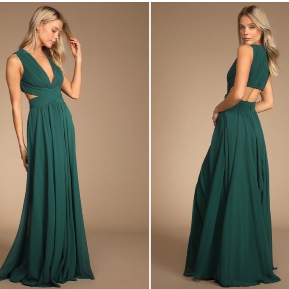 LULU's Prom Wedding Bridesmaid Vivid Imagination Cutout Maxi Dress
